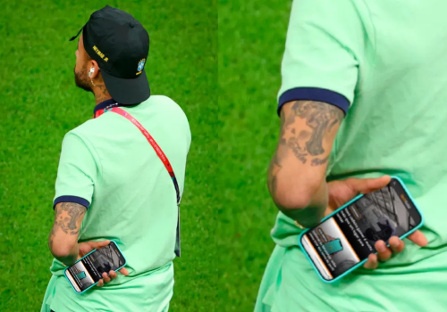 meme do Neymar com o celular na mão
